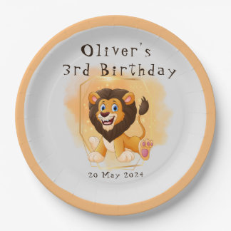 Assiettes En Carton Plaque de fête d'anniversaire du lion courageux