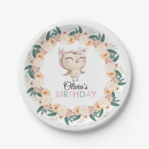 Assiettes En Carton Plaque de fête d'anniversaire Peachy Owl