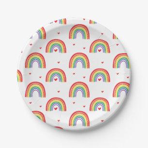 Assiettes En Carton Plaque de fête d'anniversaire Rainbows et Hearts
