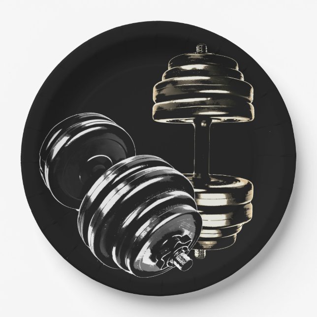Assiettes En Carton Plaque de fête de Dumbbell (Devant)