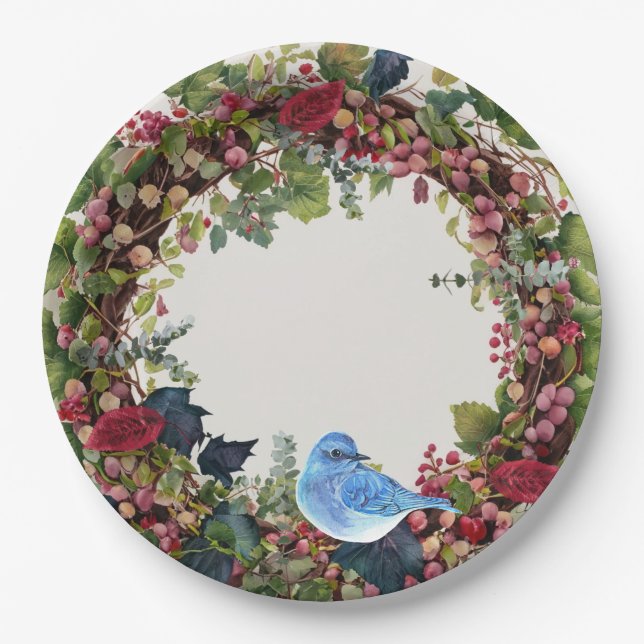 Assiettes En Carton Plaque de fête d'oiseaux et de germes (Devant)