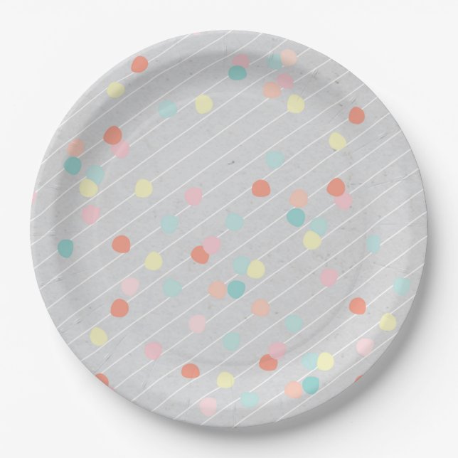 Assiettes En Carton Plaque de fête en papier confetti moderne (Devant)