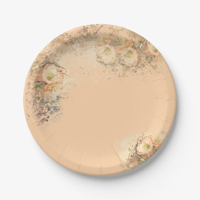 Assiettes En Carton Plaque de fête florale mariage (Devant)
