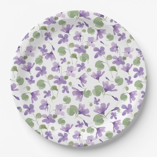 Assiettes En Carton Plaque de fête pour violets doux (Devant)