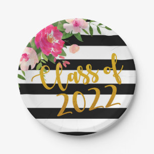 Assiettes En Carton Plaque de graduation florale - Classe de 2022
