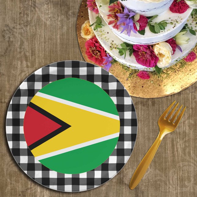 Assiettes En Carton Plaque de Guyana, plaid de buffle & drapeau de Guy (Créateur téléchargé)
