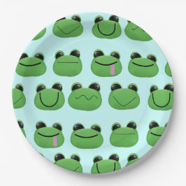 Assiettes En Carton Plaque de la fête des grenouilles vertes