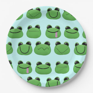 Assiettes En Carton Plaque de la fête des grenouilles vertes
