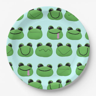 Assiettes En Carton Plaque de la fête des grenouilles vertes