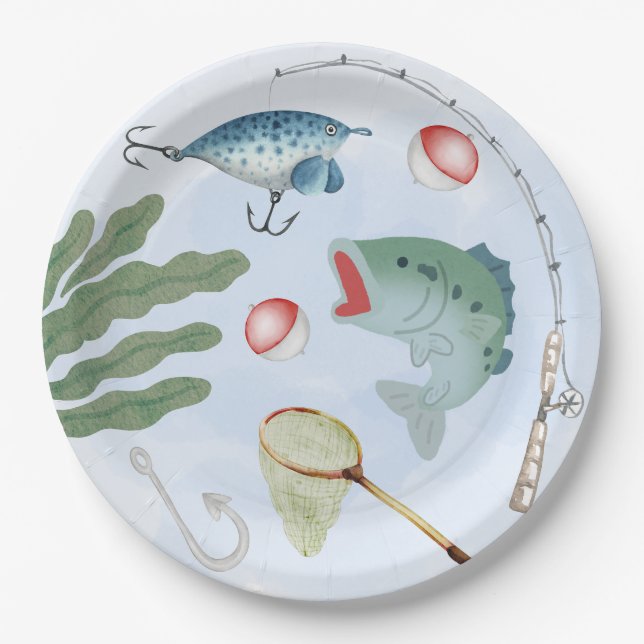 Assiettes En Carton Plaque de la partie de pêche (Devant)