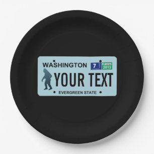 Assiettes En Carton Plaque de licence Washington Sasquatch