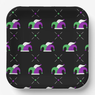 Assiettes En Carton Plaque de Motif Casquette Mardi Gras Jester