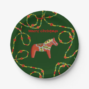 Assiettes En Carton Plaque de Noël Dala Horse