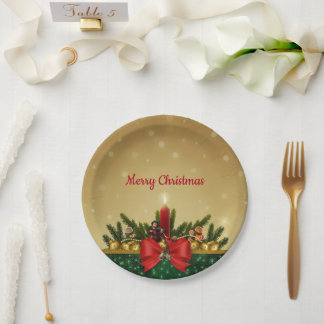 Assiettes En Carton Plaque de Noël de la bougie rouge