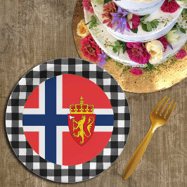 Assiettes En Carton Plaque de Norvège, plaid de buffle et drapeau norv