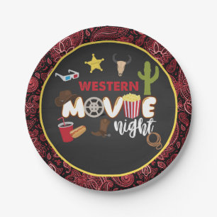 Assiettes En Carton Plaque de nuit Western Movie