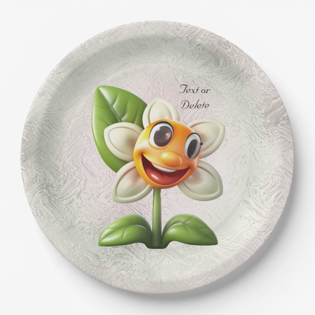 Assiettes En Carton Plaque de papier à fleurs blanches (Devant)