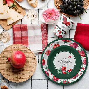 Assiettes En Carton Plaque de papier à fleurs de grenade botanique