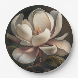 Assiettes En Carton Plaque de papier à fleurs Magnolia