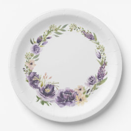 Assiettes En Carton Plaque de papier à fleurs violet