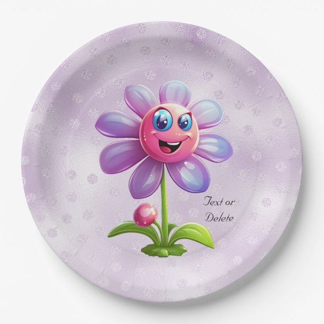 Assiettes En Carton Plaque de papier à fleurs violettes (Devant)