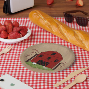 Assiettes En Carton Plaque de papier à grange rouge