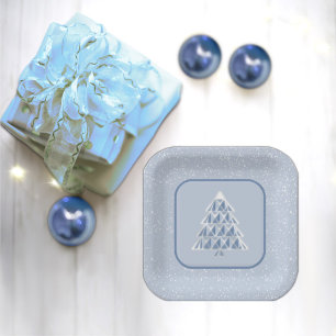 Assiettes En Carton Plaque de papier à neige bleu Joyoux Noel