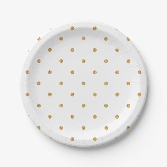 Assiettes En Carton Plaque de papier à pointes Polka Gold (Devant)