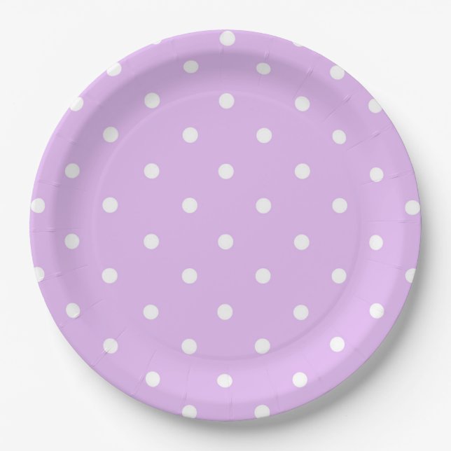 Assiettes En Carton Plaque de papier à points Polka violet (Devant)