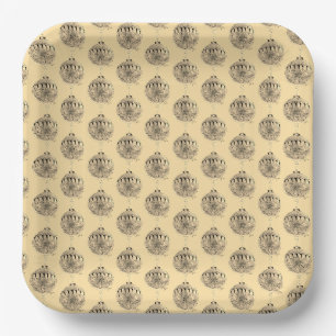 Assiettes En Carton Plaque de papier - Arbre ornementations sur jaune 
