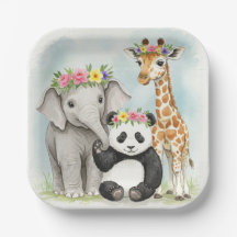 Plaque de papier avec animaux avec couronnes à fle