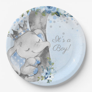 Assiettes En Carton Plaque de papier Baby shower de l'éléphant Prince