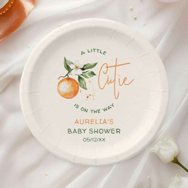 Assiettes En Carton Plaque de papier Baby shower en Citrus Little Cuti (Créateur téléchargé)