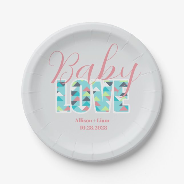 Assiettes En Carton Plaque de papier Baby shower moderne (Devant)