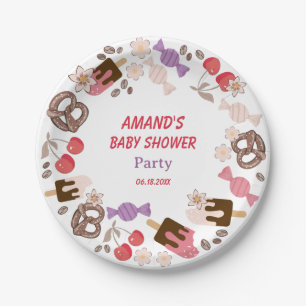 Assiettes En Carton Plaque de papier blanc Baby shower doux et salé