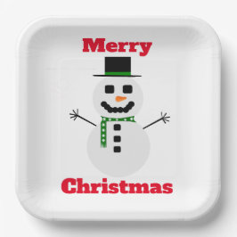 Assiettes En Carton Plaque de papier blanc Frosty Joyeux Noël