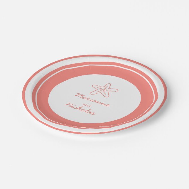 Assiettes En Carton Plaque de papier blanc orange Mariage (Angle)