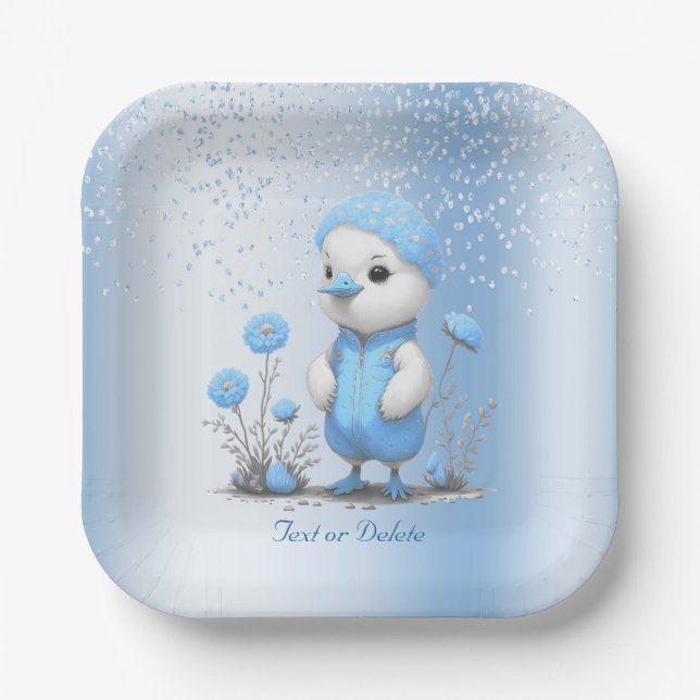 Assiettes En Carton Plaque de papier bleu canard (Recto)