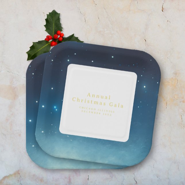 Assiettes En Carton Plaque de papier bleu Noël (Christmas Holiday Blue Paper Plate (multiple shown))