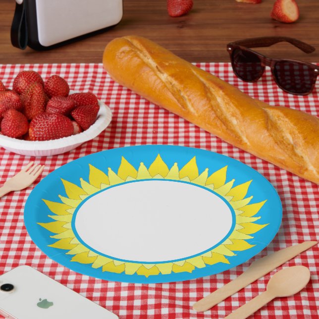 Assiettes En Carton Plaque de papier bleu Sun Sky (Pique-nique)
