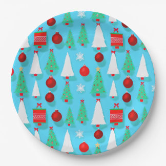 Assiettes En Carton Plaque de papier bleu Yuletide