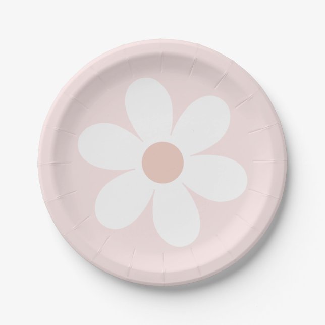 Assiettes En Carton Plaque de papier Boho Retro Daisy (Devant)