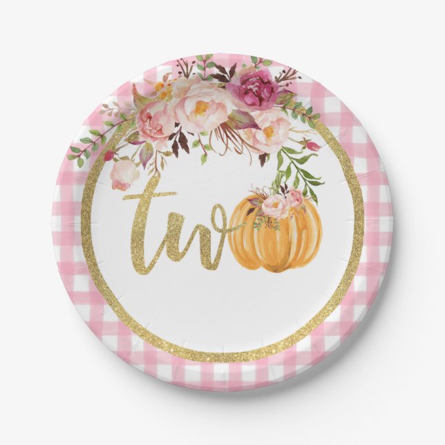 Assiettes En Carton Plaque de papier Citrouille 2e anniversaire - Plaq (Devant)