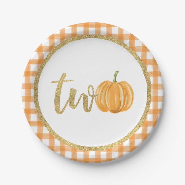 Assiettes En Carton Plaque de papier Citrouille 2e anniversaire - Plat (Devant)