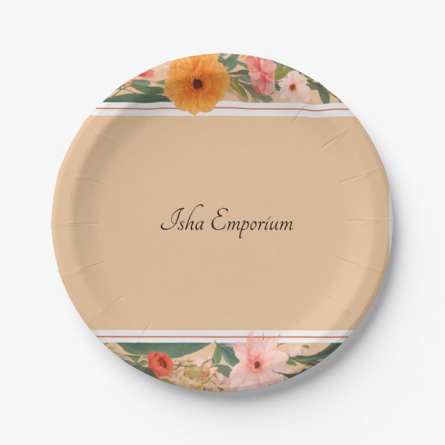 Assiettes En Carton Plaque de papier classique à motif floral (Devant)