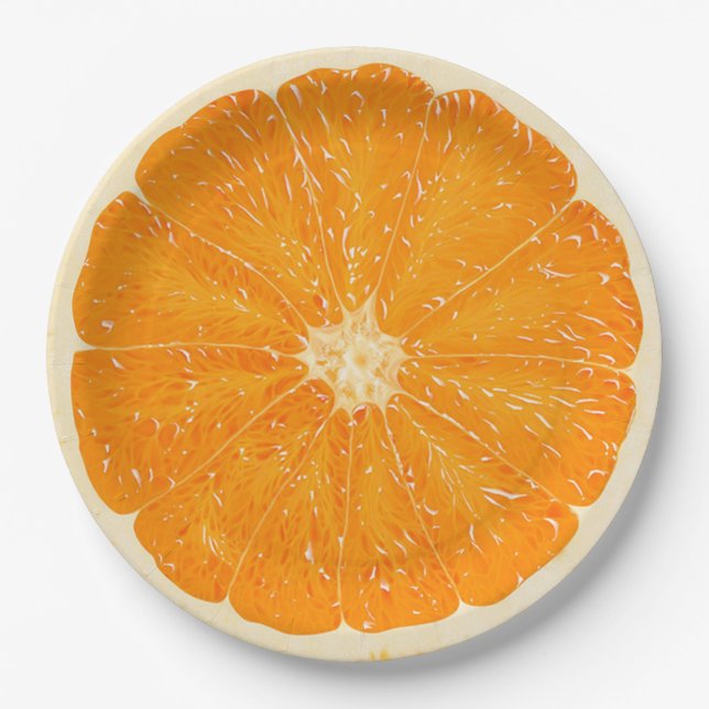 Assiettes En Carton Plaque de papier d'agrumes orange (Devant)