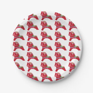 Assiettes En Carton Plaque de papier Dala Horse