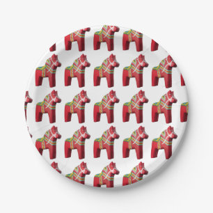 Assiettes En Carton Plaque de papier Dala Horse