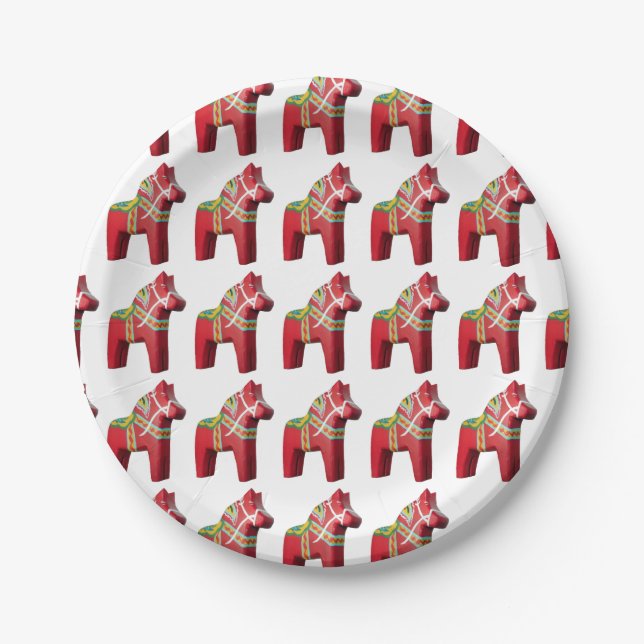 Assiettes En Carton Plaque de papier Dala Horse (Devant)