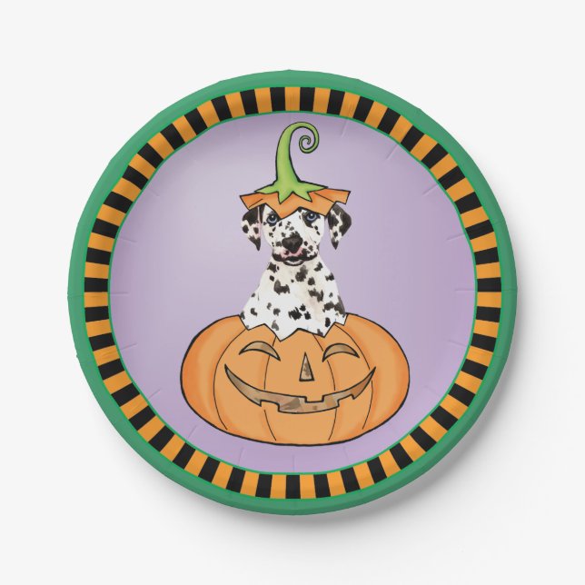 Assiettes En Carton Plaque de papier dalmate d'Halloween (Devant)